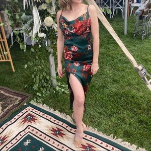 PrettyLittleThing Satin Floral Dress